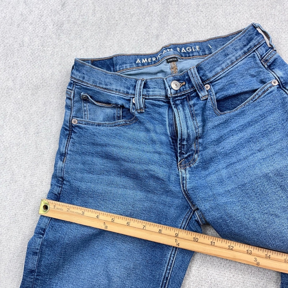 American Eagle Jeans Women 2 Long 90s Straight Leg Med Wash Stretch Denim - Picture 9 of 12